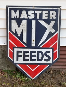 Vintage Master Mix Feeds Enamel Advertising Sign