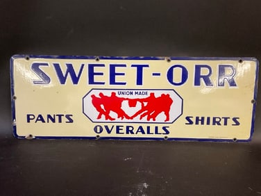 Vintage Enamel Sign Sweet Orr Union Made Pants Overalls and Shirts