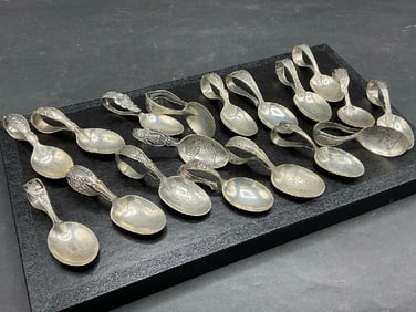 Eighteen (18) Sterling Silver  Nursery Rhyme Spoons