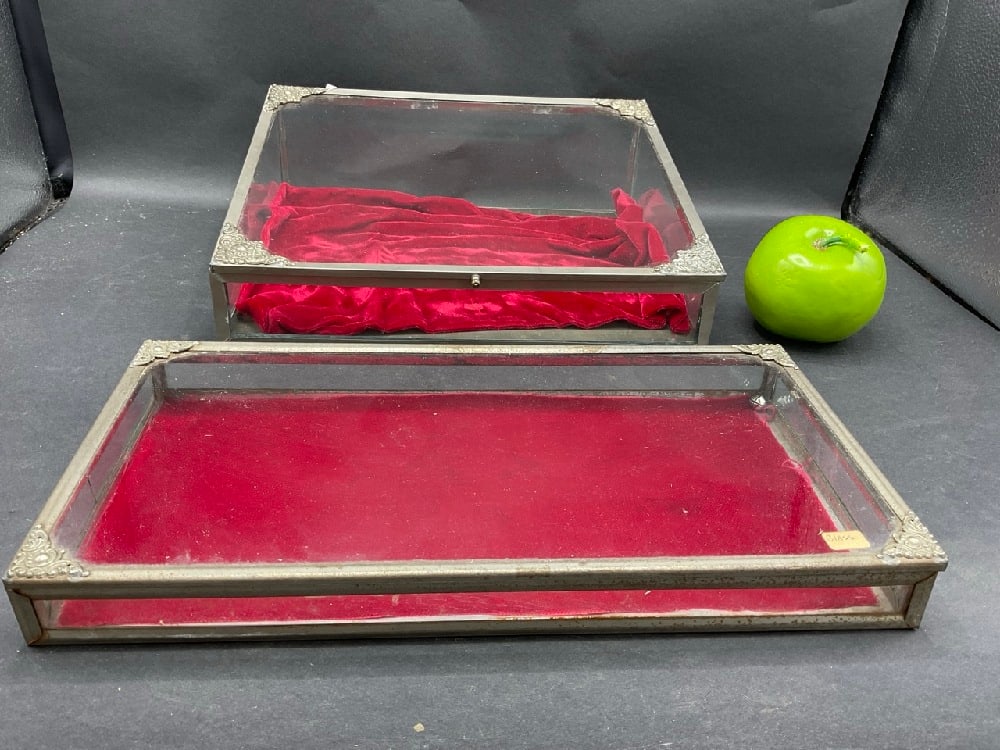 Two (2) Antique Nickel Plated Table Top Display Cases (1 of 6)