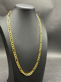 10K Yellow Gold Figaro Link Chain Necklace 22"