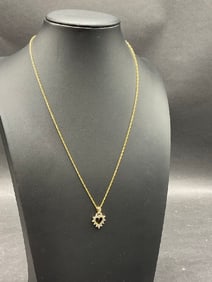 14K Yellow Gold Necklace with 10K Diamond Heart Pendant 1