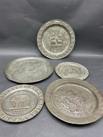 Five (5) 19th c. ABC Tin Child's Plates
