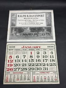 1936 Ralph Davenport warwick, New York Wall Calendar