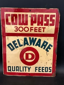 Cow Pass Delaware Quality Feeds Metal Sign