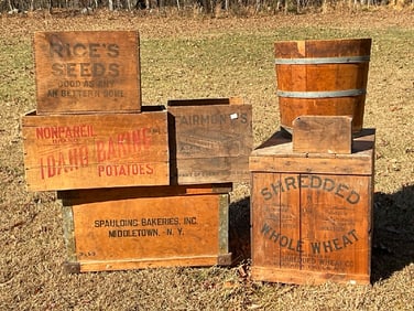 Lot Of Vintage Crates Including 1 Local Spaulding Bakeries Inc. Middletown N.Y. And One Basket