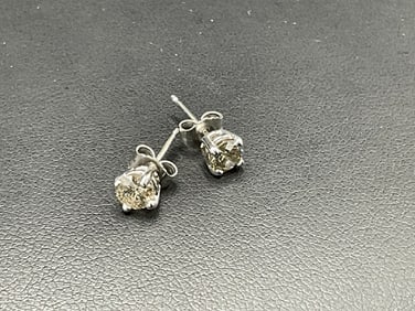 14K White Gold .64ct. 4 Prong Basket Diamond Stud Earrings
