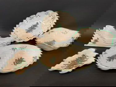 (5) Five Spode Christmas Tree Porcelain Serving Pieces