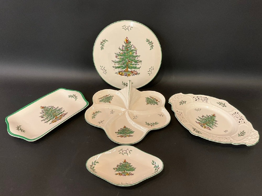 (5) Five Spode Christmas Tree Porcelain Serving Pieces (1 of 5)