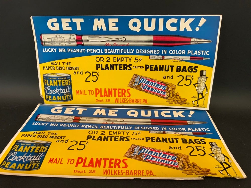 (2) Two Vintage Planters Peanut Cardboard Advertisements (1 of 6)