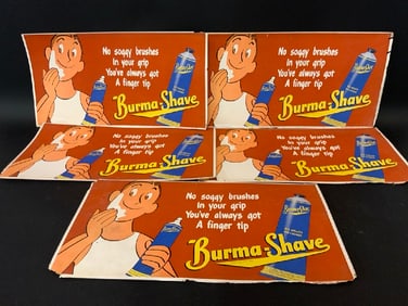 (5) Five Burma Shave Vintage Cardboard Advertising Signs