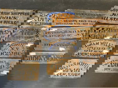 Thirteen (13) 19th Century New York Copper Crate Stencils