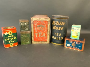 Lot Of 7 Vintage Tea Advertising Cans