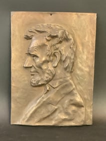 Antique Abraham Lincoln Copper Plaque