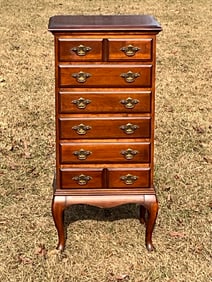 Six Drawer Cherry Hardwood Chest of Drawers on Queen Anne Legs