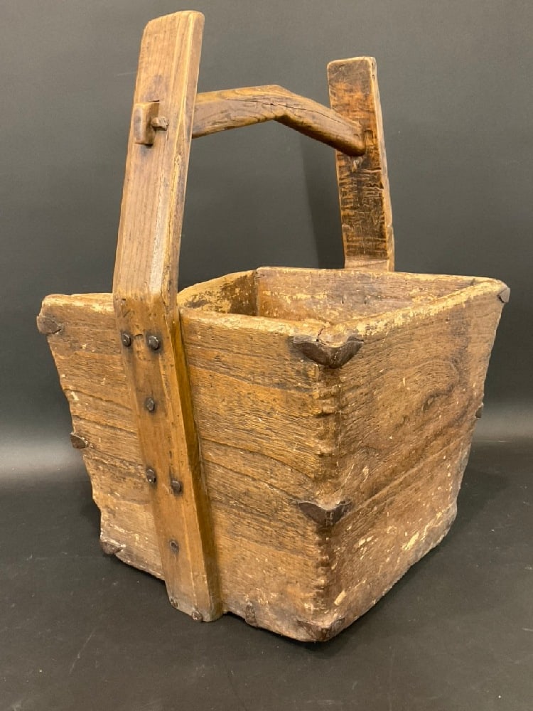 Antique Chinese Wood Water Bucket: Antique Chinese Wood Water Bucket. Dimensions:22" X 15"