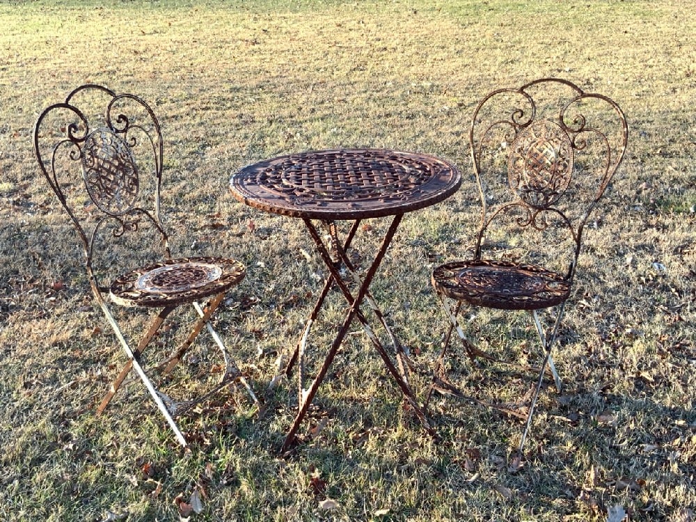 Antique Wrought Iron Bistro Set (1 of 6)