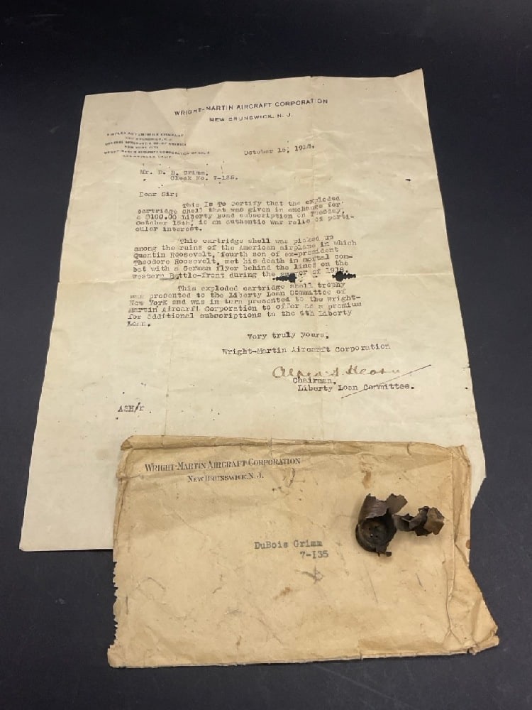 WWI Exploded Cartridge Shell- Quentin Roosevelt (1 of 3)