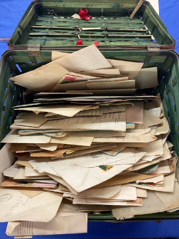 Basket Full of 1930’s Greeting Cards and Letters: Basket Full of 1930’s Greeting Cards and Letters. As seen in photograph preview. Portlock Family in Little Falls, Massachusetts.