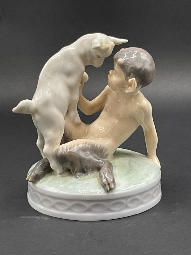 Royal Copenhagen Pan Faun with Goat: Royal Copenhagen Pan Faun with Goat. Dimensions: 5 1/2” x 4 1/2”