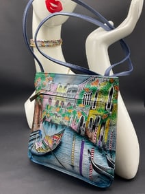 Anuschka "Venezia" Hand Painted Cross Body Purse