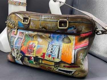 Anuschka "Artist Studio " Hand Painted Leather Handbag