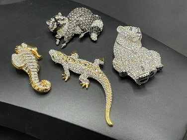 Four (4) Swarovski Crystal Animal Pins