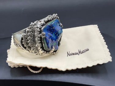 Dan Nieto Sterling Silver Azurite Cuff Bracelet