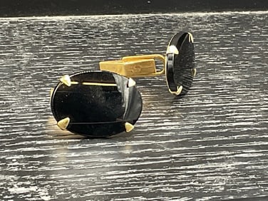 14K Yellow Gold and Black Onyx Cufflinks