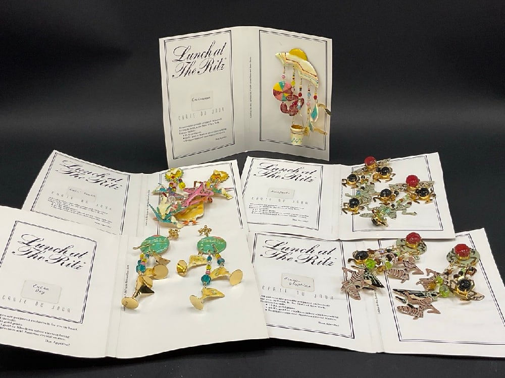 Five (5) Pairs of  Lunch at The Ritz Dangle Pin and  Earrings (1 of 8)