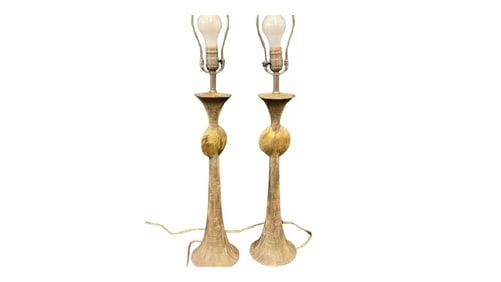 A Pair, Tom Corbin Bronze Table Lamps