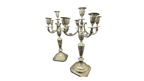 A Pair, Franciszek CMOCH, Warsaw Silver Candelabrum