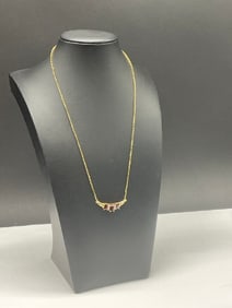 10K Yellow Gold Italian Garnet and Diamond Necklace