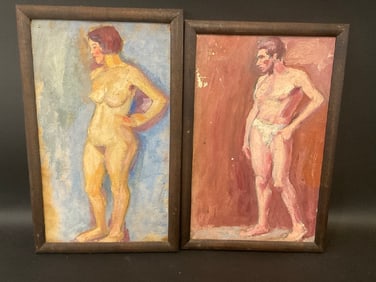 Two (2) Oil on Board Nude Studies