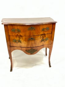 Two (2) Drawer Bombe Style Chest 19th Century