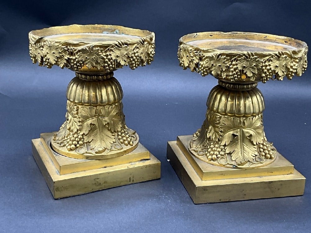 A Pair, French Bronze Pillar Candlesticks (1 of 5)