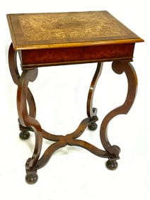 Italian Walnut and Maple Veneered Side Table