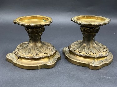 Signed French Cristofle Pillar Candlesticks