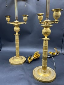 A Pair,  French Bronze Table Lamps