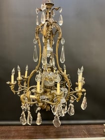 Outstanding 19th c. French Bronze Crystal Chandelier
