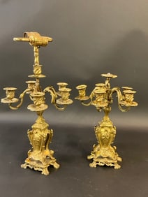 A Pair, Bronze Candelabra for Restoration