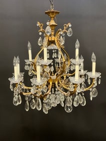 Antique Crystal Twelve (12) Arm Chandelier