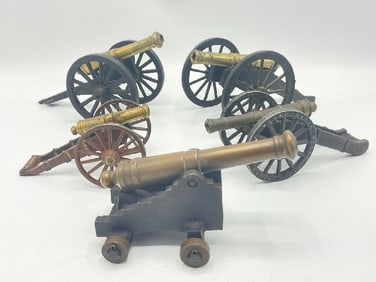 Five (5) Vintage Cast Iron and Brass Cannons