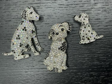 Three (3) Swarovski Dalmatian Dog Pins