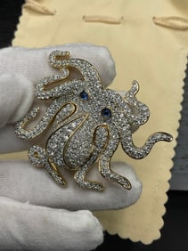 Swarovski Crystal Octopus Brooch