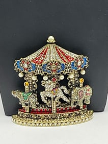 Heidi Daus Amusment Park Crystal  Carousel Brooch