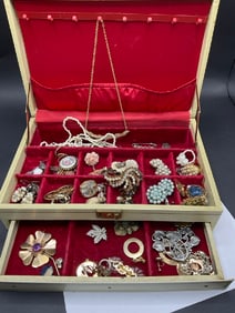 Jewelry Box with Vintage Costume Jewelry