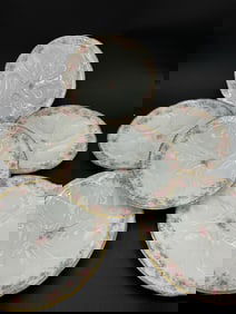 Set of Six (6) Haviland Limoges Antique Porcelain Oyster Plates