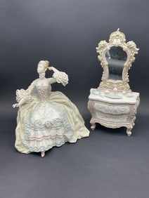 Large Lladro Lady with Vanity Porcelain Figurine