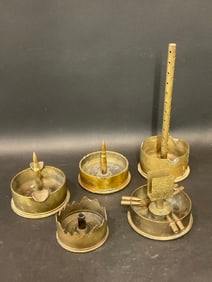 Five (5) Military Trench Art - Brass Ashtrays